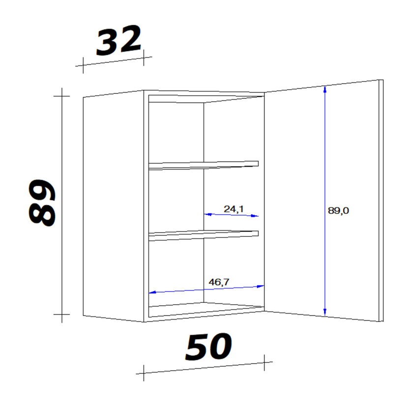 Oberschrank Wito Weiß 50x89x32cm – Bild 3