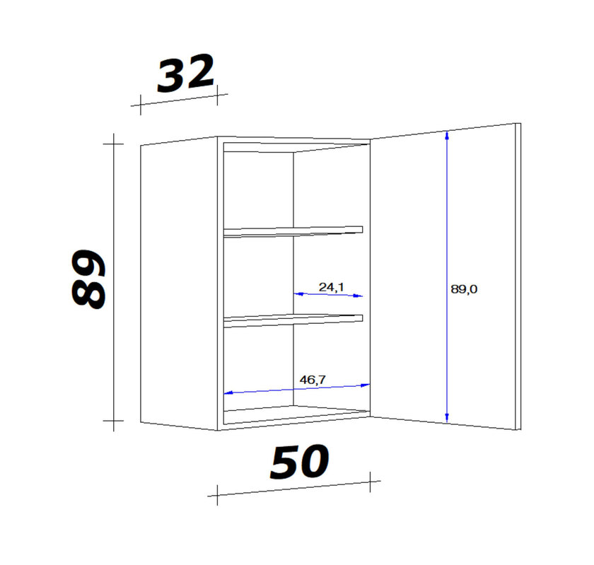 Oberschrank Wito Weiß 50x89x32cm – Bild 4