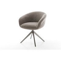 Drehstuhl Vinka-Flex mit Armlehnen Strukturstoff Soft Taupe Kreuzgestell breit Graphit 360 drehbar Wippfunktion Taschenfederkern