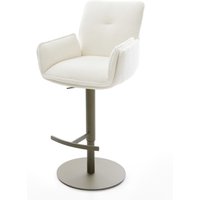 Barstuhl Nela-Flex Bouclé Soft Beige Drehfuß höhenverstellbar Metall Titanfarben
