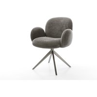 Drehstuhl Nube-Flex mit Armlehnen Bouclé Soft Schlamm Kreuzgestell breit Graphit 360 drehbar Wippfunktion Taschenfederkern