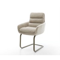 Freischwinger Abelia-Flex mit Armlehnen Webstoff Soft Beige Freischwinger flach Effektfinish Titan