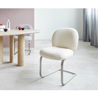 Freischwinger Nube-Flex Bouclé Weiß Freischwinger flach Edelstahl Taschenfederkern
