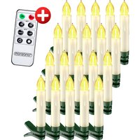 monzana Kabellose Weihnachtsbaumkerzen LED 20er-Set Warmweiß mit Timer & Fernbedienung