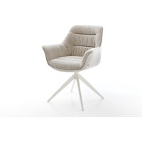 Drehstuhl Kaira-Flex Webstoff Soft Beige Kreuzgestell breit Weiß 360 drehbar Wippfunktion