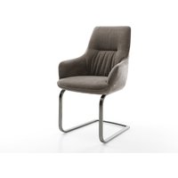Freischwinger Zelia-Flex mit Armlehnen Strukturstoff Soft Taupe Freischwinger flach Graphit Taschenfederkern