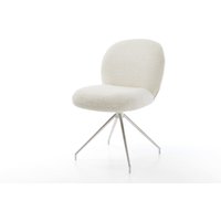 Drehstuhl Nube-Flex Bouclé Weiß Kreuzgestell konisch Edelstahl 180 drehbar Taschenfederkern