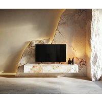 Lowboard Cuor 150 cm Keramik Minas Melange Weiß-Beige 1 Klappe 1 Schubfach Schwebend