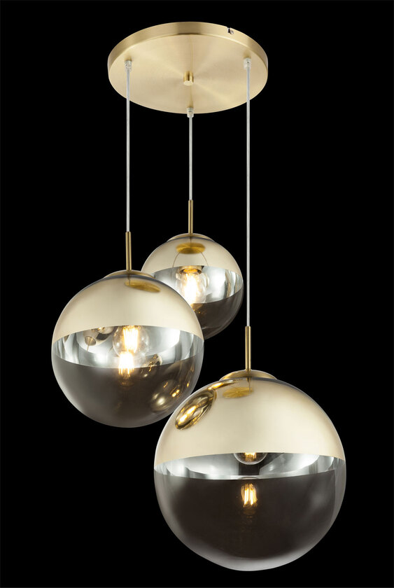 VARUS Pendellampe goldfarben 15855-3, D/H: 51 x 120 cm, Glas, Metall – Bild 3