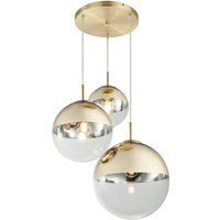 VARUS Pendellampe goldfarben 15855-3, D/H: 51 x 120 cm, Glas, Metall