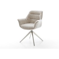 Drehstuhl Kaira-Flex Webstoff Soft Beige Kreuzgestell breit Edelstahl 360 drehbar Wippfunktion