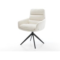 Drehstuhl Abelia-Flex mit Armlehnen Bouclé Soft Beige Kreuzgestell breit Schwarz 360 drehbar Wippfunktion