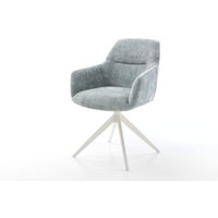 Drehstuhl Pejo-Flex Chenille Pastellblau Kreuzgestell breit Weiß 360 drehbar Wippfunktion Taschenfederkern