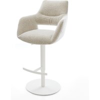 Barstuhl Yago-Flex Webstoff Soft Beige Drehfuß höhenverstellbar Metall Weiß Taschenfederkern