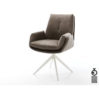 Drehstuhl Clea-Flex Mikrofaser Taupe Vintage Kreuzgestell breit Weiß 360 drehbar Wippfunktion
