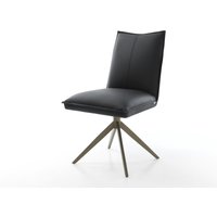 Drehstuhl Lelio-Flex Echt-Leder Schwarz Kreuzgestell breit Effektfinish Titan 360 drehbar Wippfunktion Taschenfederkern