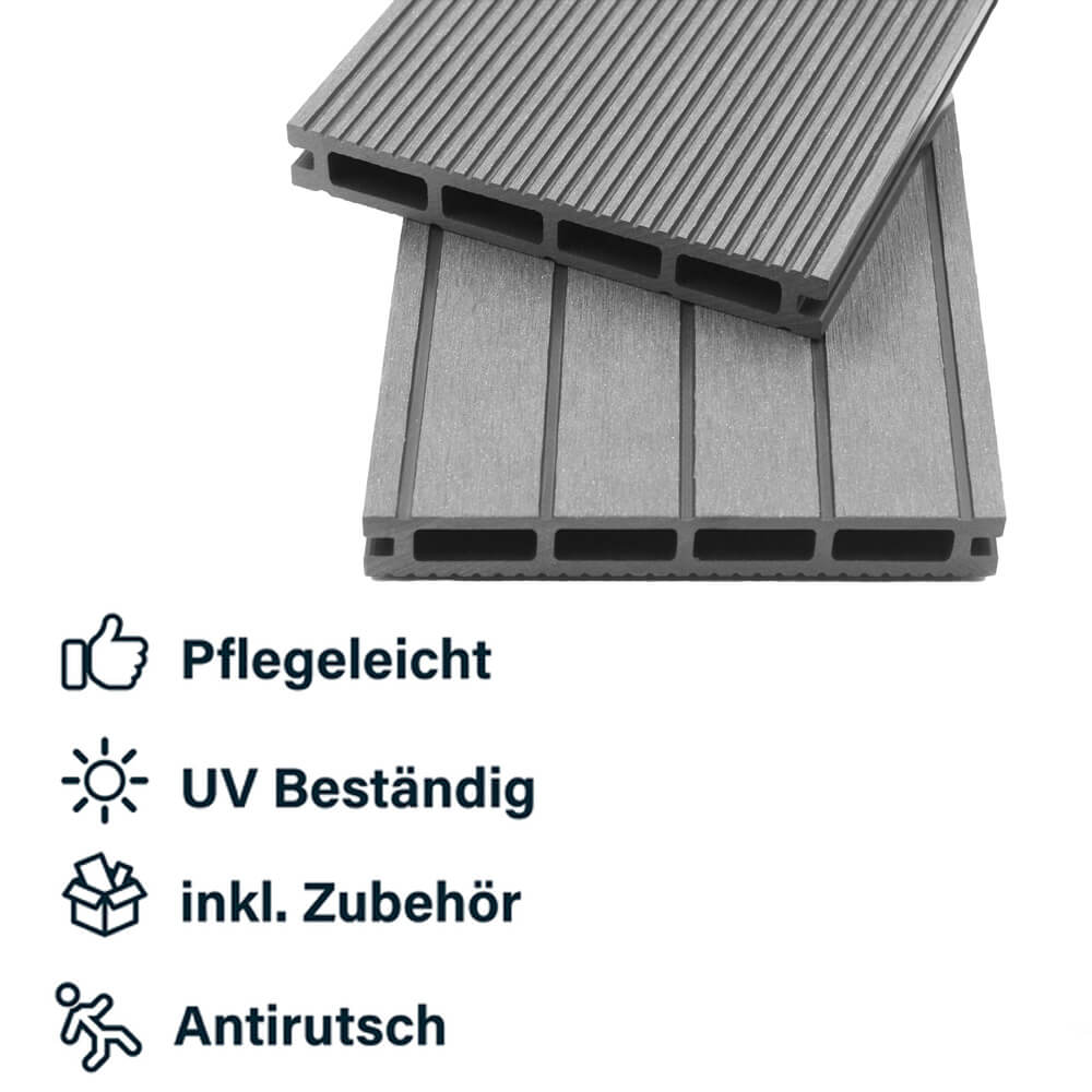 WPC Terrassendielen Komplettset (inkl. Unterkonstruktion) SAMANA - Hellgrau 10m – Bild 5