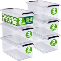 Deuba Aufbewahrungsbox 6er-Set 20x15x12cm 2L transparent stapelbar BPA-frei