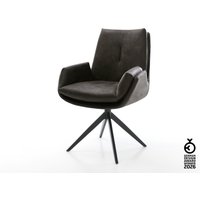 Drehstuhl Clea-Flex Mikrofaser Anthrazit Vintage Kreuzgestell breit Schwarz 360 drehbar Wippfunktion