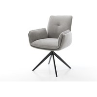 Drehstuhl Nela-Flex Strukturstoff Soft Grau Kreuzgestell breit Schwarz 360 drehbar Wippfunktion