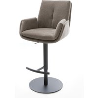 Barstuhl Clea-Flex Strukturstoff Soft Taupe Drehfuß höhenverstellbar Metall Schwarz – Bild 2