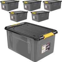 monzana Aufbewahrungsbox 6er-Set Grau/Anthrazit 58x39x25cm stapelbar