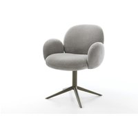 Drehstuhl Nube-Flex mit Armlehnen Strukturstoff Soft Grau Fußkreuz Effektfinish Titan 360 drehbar Wippfunktion Taschenfederkern