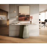 Konsolentisch Edge Boot 140x40 cm Keramik Minas Melange Weiß-Beige Livos Metall Effektfinish Titan