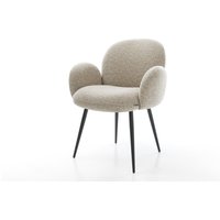 Esszimmerstuhl Nube-Flex mit Armlehnen Webstoff Soft Beige 4-Fuß konisch Schwarz Taschenfederkern
