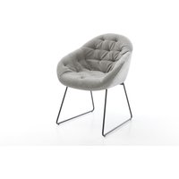 Esszimmerstuhl Gaio-Flex Strukturstoff Soft Grau Kufengestell Schwarz