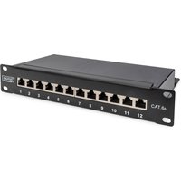DIGITUS 10, Patch Panel Kat. 6A, geschirmt, 12-Port, grau