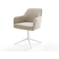 Drehstuhl Greg-Flex Webstoff Soft Beige Fußkreuz Weiß 360 drehbar Wippfunktion Taschenfederkern – Bild 2