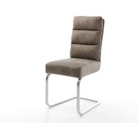 Freischwinger Pela-Flex Mikrofaser Taupe Vintage Freischwinger flach Edelstahl Taschenfederkern