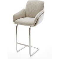Barstuhl Luan-Flex Webstoff Soft Beige Freischwinger Flach Edelstahl Silberfarben
