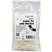 LogiLink Kabelbinder mit Beschriftungsfeld, Nylon, weiß