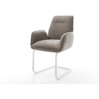 Freischwinger Zoa-Flex Strukturstoff Soft Taupe Freischwinger flach Weiß Taschenfederkern – Bild 2