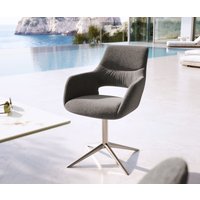 Outdoorstuhl Yago-Flex mit Armlehnen Strukturstoff Graphit Fußkreuz Edelstahl 360 drehbar Wippfunktion – Bild 2