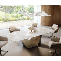 Esstisch Edge Boot 270x120 cm Keramik Iris FMG Onice Grigio Prisma Metallic Gold – Bild 2