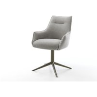 Drehstuhl Alja-Flex mit Armlehnen Strukturstoff Soft Grau Fußkreuz Effektfinish Titan 360 drehbar Wippfunktion Taschenfederkern