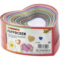 folia Geschenkboxen, Herzen, 12 Stück Größen/Farben sortiert