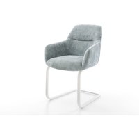 Freischwinger Pejo-Flex Chenille Pastellblau Freischwinger flach Weiß Taschenfederkern