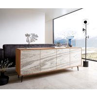Sideboard Kleo 175 cm Akazie Natur 4 Türen Winkelfuß Metall Schwarz