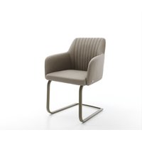Freischwinger Greg-Flex Echt-Leder Schlamm Freischwinger flach Effektfinish Titan Taschenfederkern
