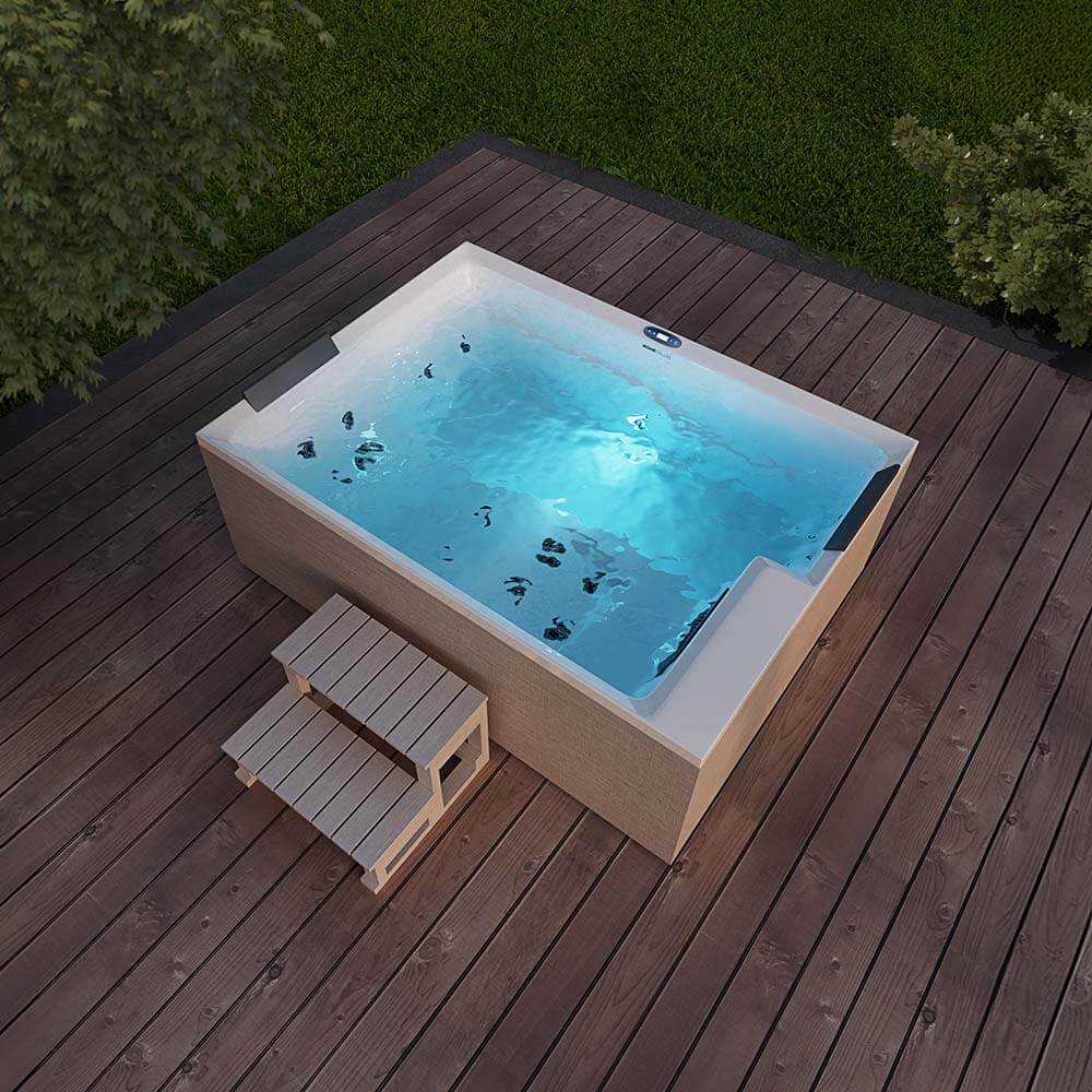 Outdoor Whirlpool NIMBUS DELUXE mit Treppe und Thermoabdeckung - 190 x 140 cm für 2 Personen – Bild 6