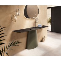 Konsolentisch Edge Boot 180x40 cm Keramik Laminam Noir Desir Braun Conos Metall Effektfinish Titan