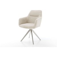 Esszimmerstuhl Pejo-Flex Cord Beige Kreuzgestell kantig Edelstahl Taschenfederkern