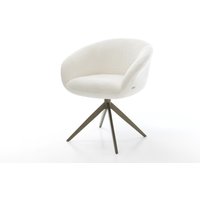 Drehstuhl Vinka-Flex mit Armlehnen Bouclé Soft Beige Kreuzgestell breit Effektfinish Titan 360 drehbar Wippfunktion Taschenfederkern