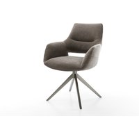 Drehstuhl Yago-Flex mit Armlehnen Strukturstoff Soft Taupe Kreuzgestell breit Graphit 360 drehbar Wippfunktion Taschenfederkern – Bild 2