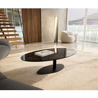 Couchtisch Edge Oval 140x80 cm Keramik Emperador Extra Lucidato Dunkelbraun Vibany Metall Schwarz