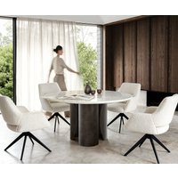 Esstisch Adenza Rund 140x140 cm Marmor Weiß Metall Black Antique – Bild 2